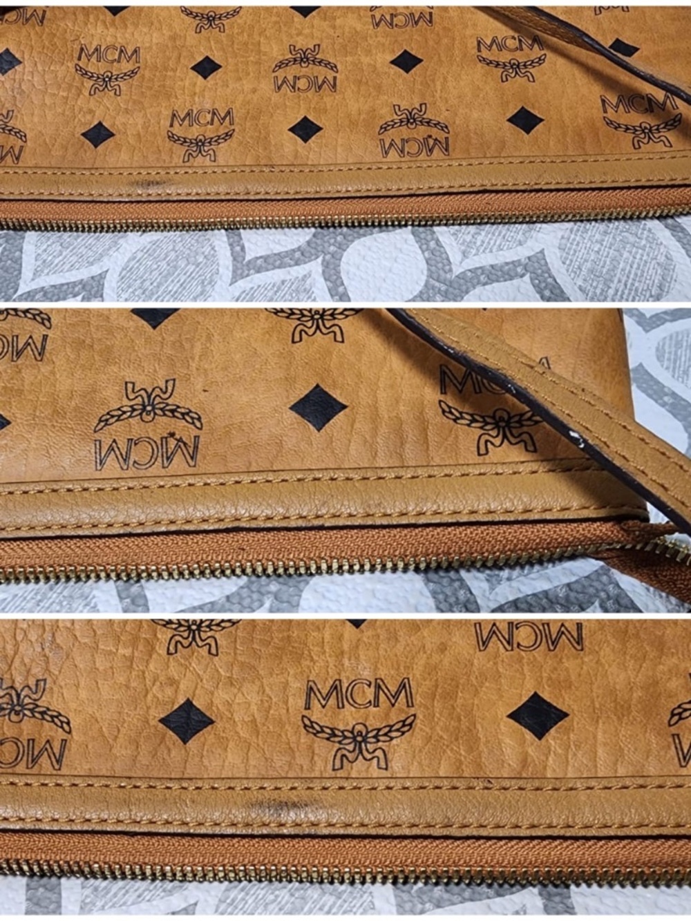 Authentic MCM Visetos Liz Shopper Pochette/Shoulder Bag Cognac - Picture 5 of 10